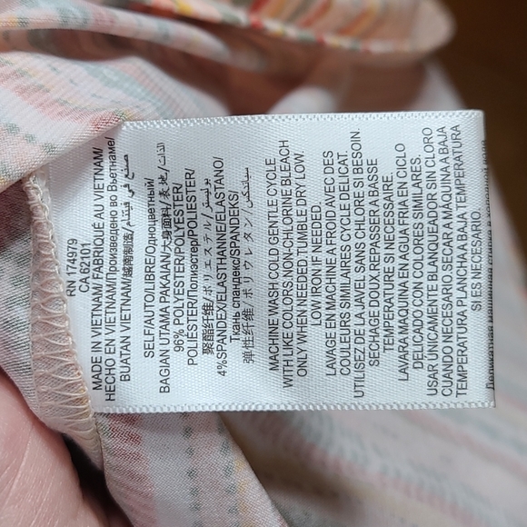 BCBG summer comfort dress, short sleeve, green, orange, yellow stripe M - Picture 6 of 6